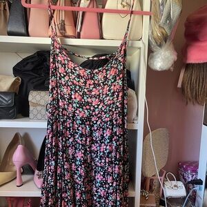 Floral Pink and Black Women's Dress